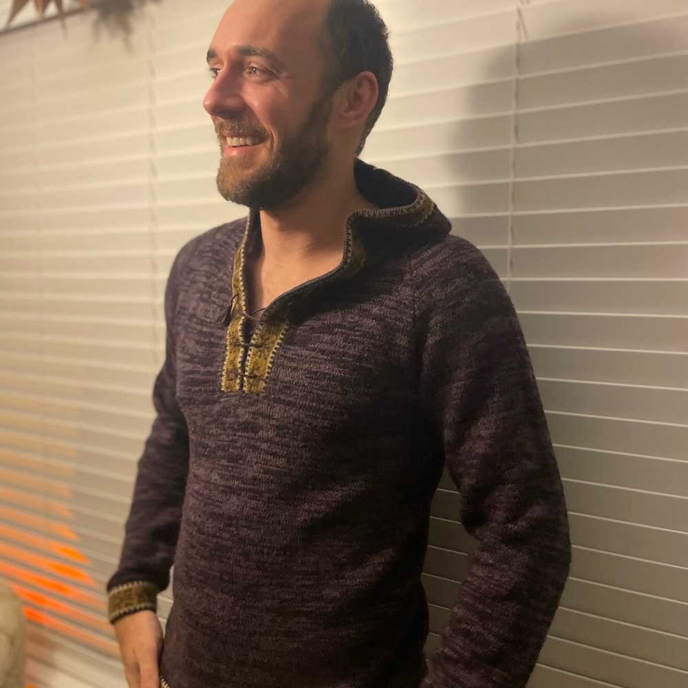 Men's Purple and Gold Sweater